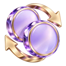 Glass coins with currency exchange arrows